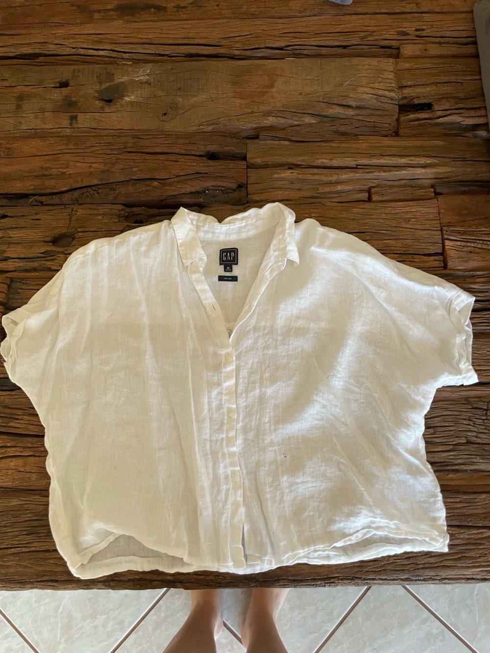GAP White Linen Button-Front Women's Top